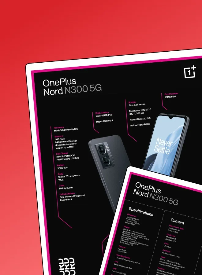 OnePlus spec sheets client work